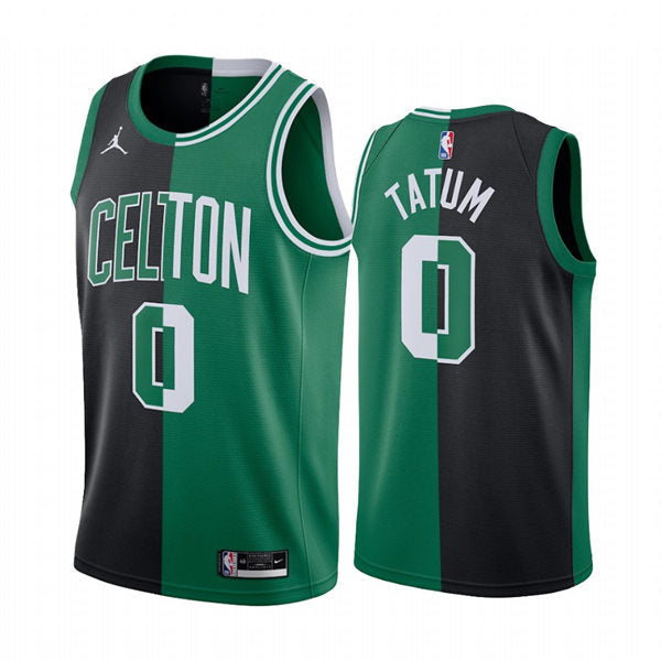 Mens Boston Celtics #0 Jayson Tatum Nike Black Green Split Edition Mens Boston Celtics #0 Jayson Tatum Nike Black Green Split Edition