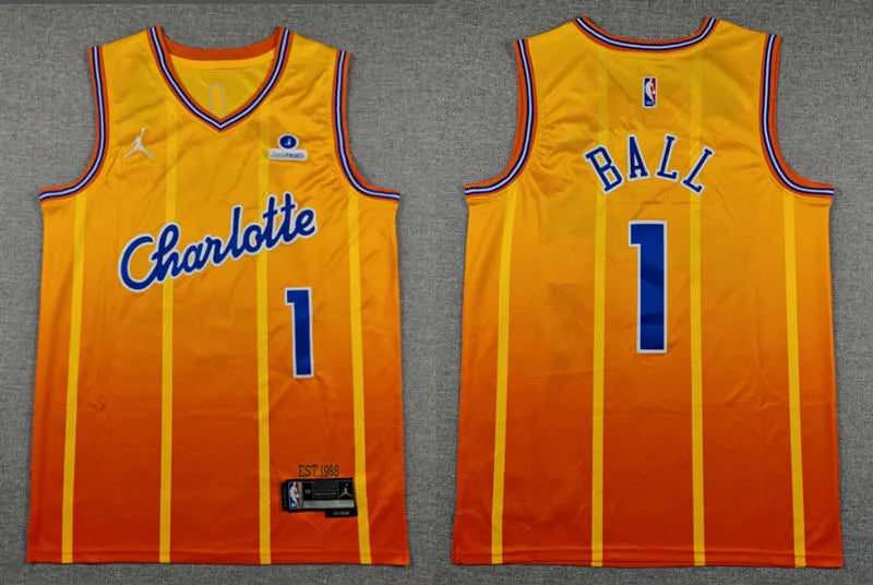 Men's Charlotte Hornets #1 LaMelo Ball Orange 2025-26 City Edition