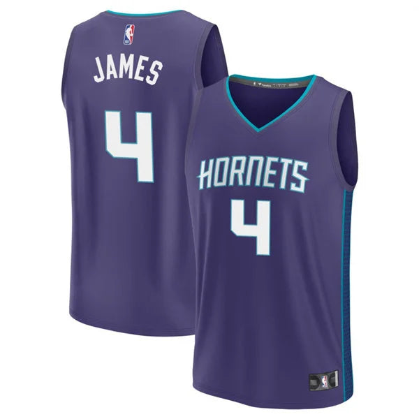 Men's Charlotte Hornets #4 Sion James Purple Statement Edition