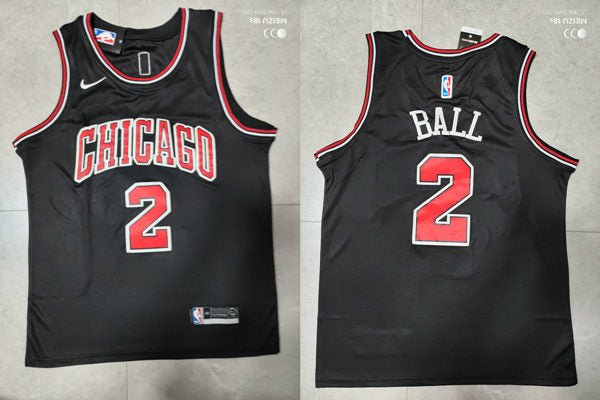 Mens Chicago Bulls #2 Lonzo Ball Nike Black Statement Edition