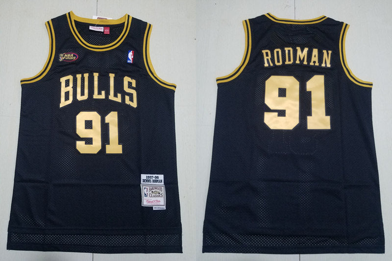Mens Chicago Bulls #91 Dennis Rodman Mitchell & Ness 1997-98 Black