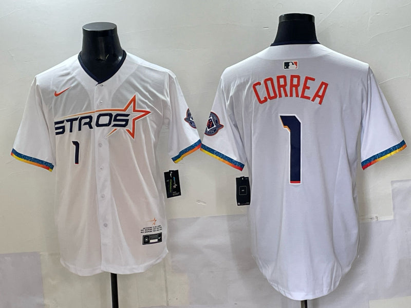 Men's Houston Astros Carlos Correa #1 White 2025 City Connect