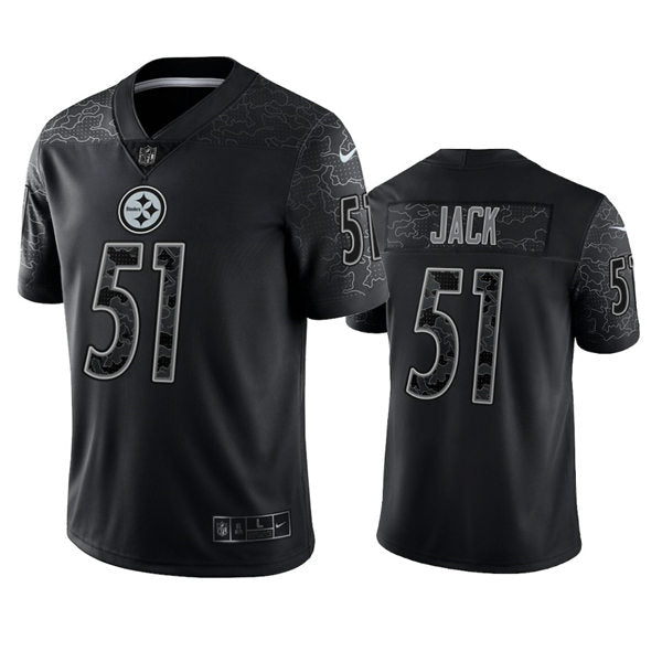 Men's Pittsburgh Steelers #51 Myles Jack Black Reflective Limited