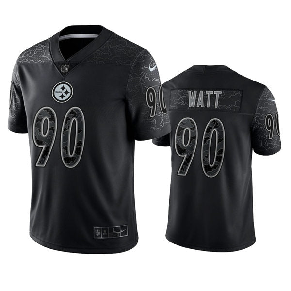 Men's Pittsburgh Steelers #90 T.J. Watt Black Reflective Limited