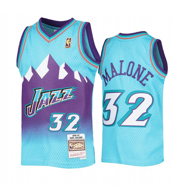 Mens Utah Jazz #32 Karl Malone Blue Reload Hardwood Classics