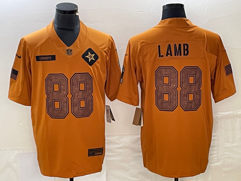 Men’s Dallas Cowboys CeeDee Lamb #88 Brown 2023 Salute To Service Limited Jersey