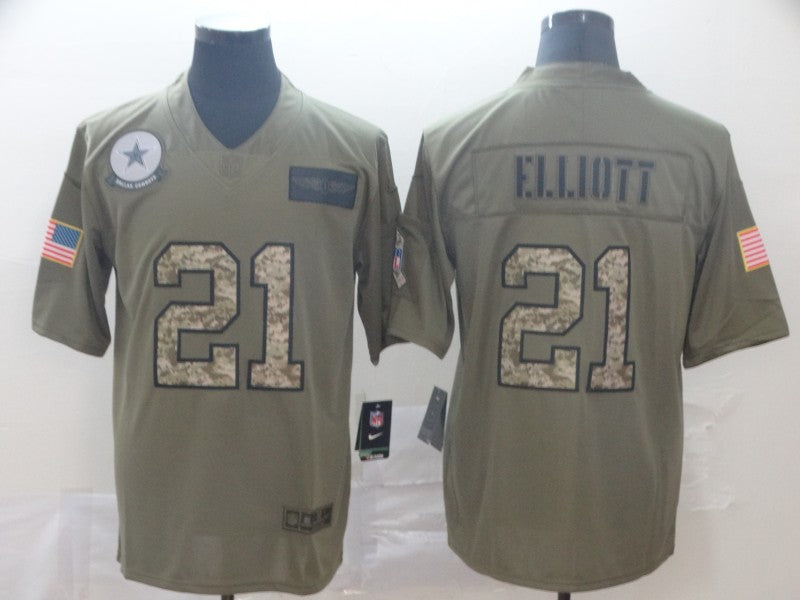 Men’s Dallas Cowboys Ezekiel Elliott #21 Brown Authentic Jersey