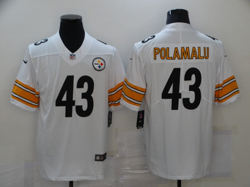Men’s Pittsburgh Steelers Troy Polamalu #43 White Jersey