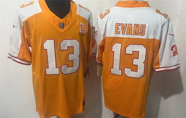 Mens Tampa Bay Buccaneers #13 Mike Evans Orange White Gratitude F.U.S.E. Limited Jersey