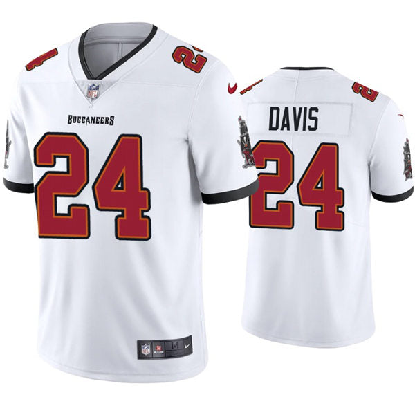 Mens Tampa Bay Buccaneers #24 Carlton Davis III Nike Road White Vapor Limited Jersey