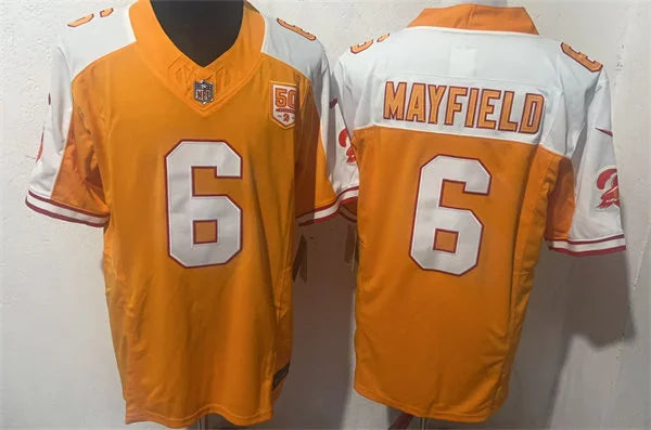 Mens Tampa Bay Buccaneers #6 Baker Mayfield Orange White Gratitude F.U.S.E. Limited Jersey