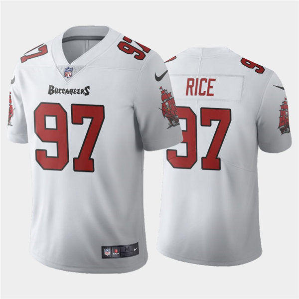 Mens Tampa Bay Buccaneers Retired Player #97 Simeon Rice Nike White Vapor Limited Jersey