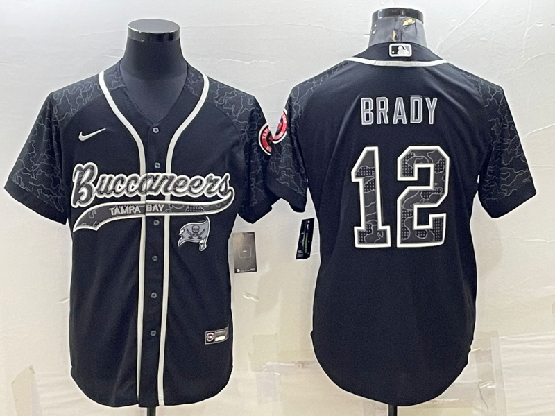 Men’s Tampa Bay Buccaneers Tom Brady #12 Black Retired RFLCTV Limited Jersey Joint Edition